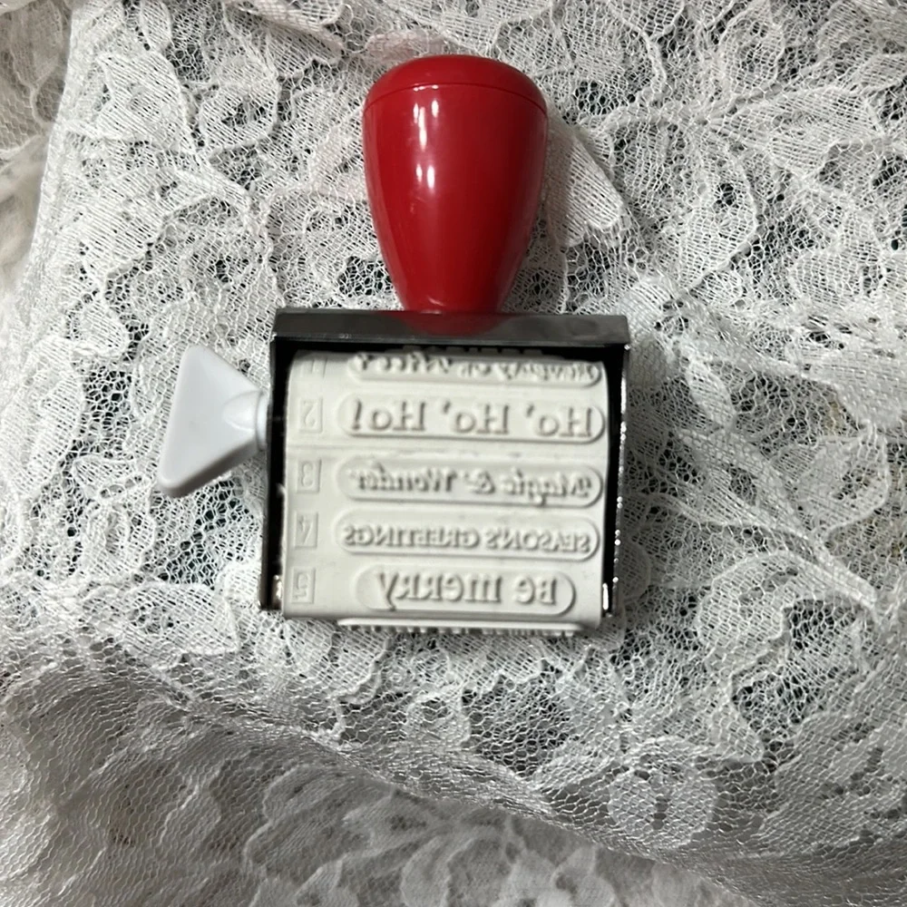 Holiday Greetings NEW rubber stamp with 12 Christmas & New Years messages